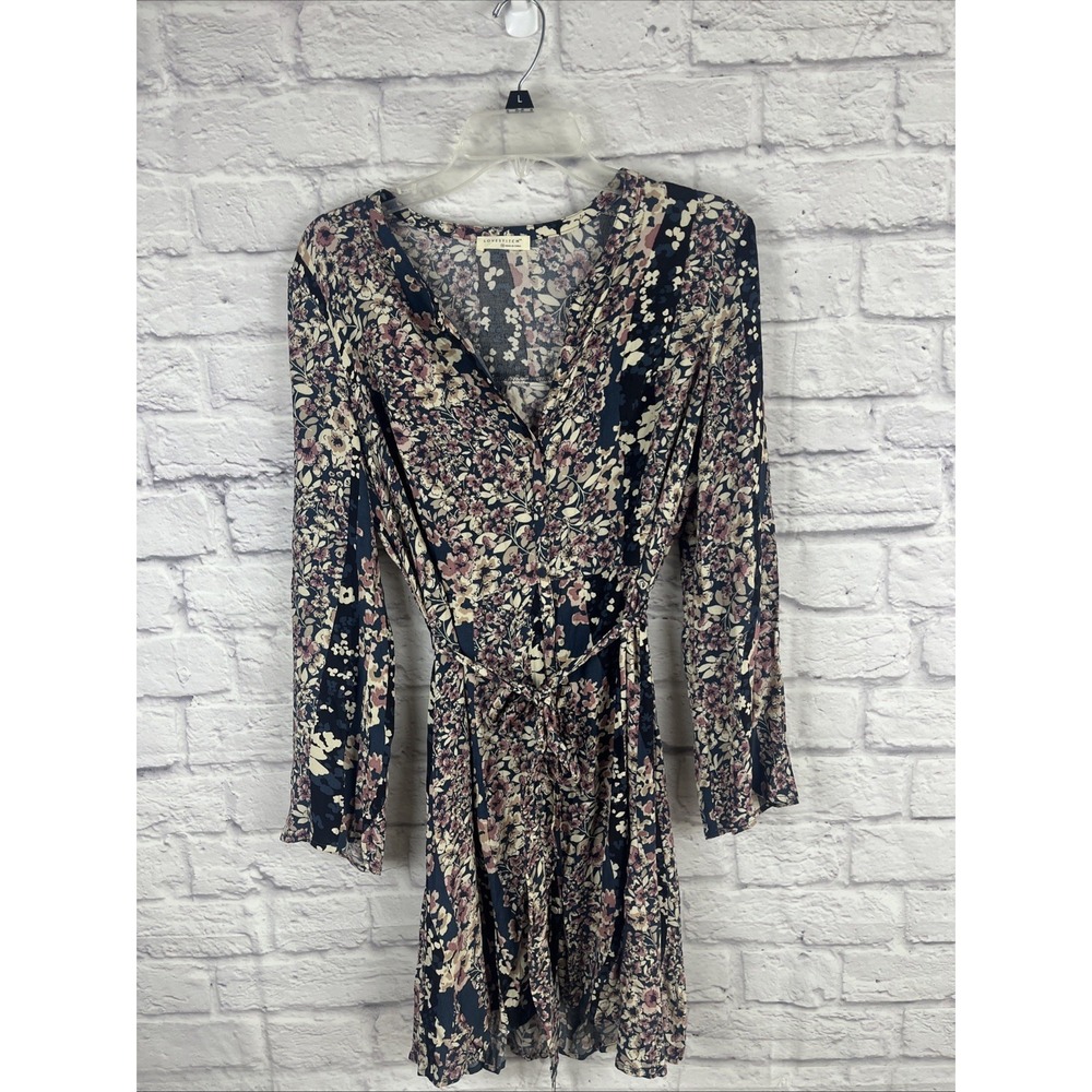 Love Stitch Boho Festival Western Floral Mixed Print Belted Mini Dress Medium